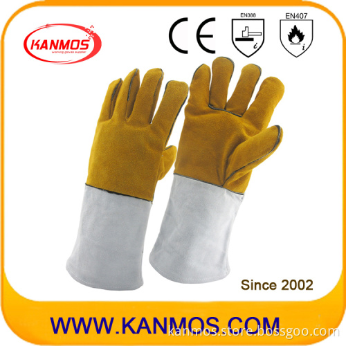 Cowhide Split Leather Industrial Safety Welding Work Gloves (11118)
